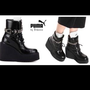 Puma Fenty by Rihanna Black Leather Wedge
